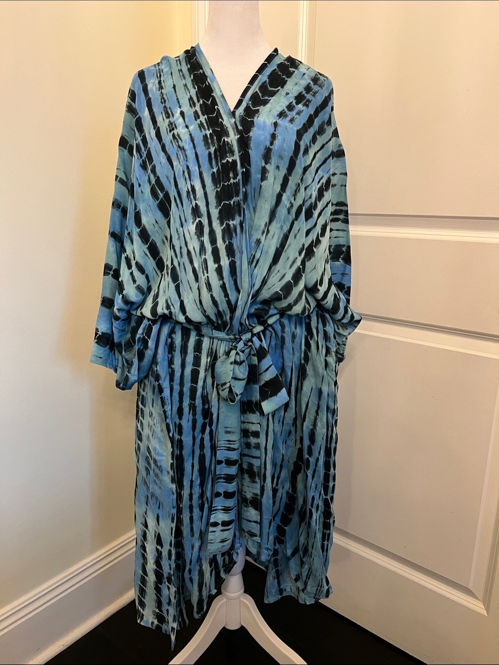 Blue Tie Dye Kimono Swim Cover-up One Size